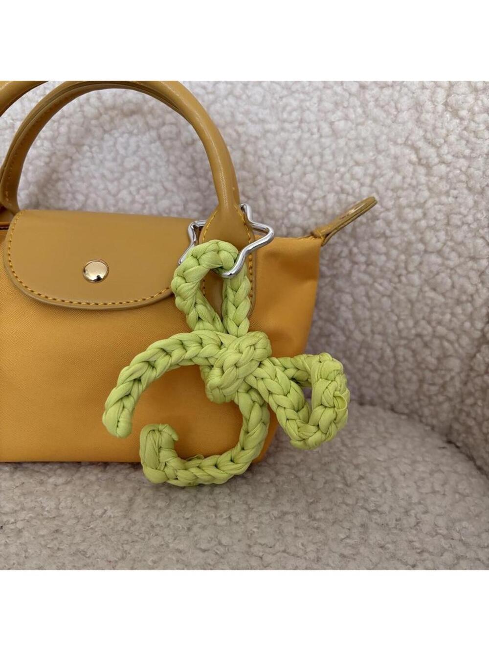 GREEN CROCHET BOW BAG CHARM